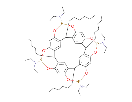 1,21,23,25-tetrahexyl-5,9,13,17-tetrakis(diethylamino)-2,20:3,19-dimetheno-1H,21H,23H,25H-bis[1,3,2,λ<sup>3</sup>]dioxaphosphocino[5,4-i:5',4'-i']benzo[1,2-d:5,4-d']bis[1,3,2λ<sup>3</sup>]benzodioxaphosphocine