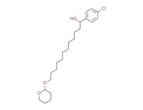 Molecular Structure of 769121-68-8 (Benzenemethanol,
4-chloro-a-[11-[(tetrahydro-2H-pyran-2-yl)oxy]undecyl]-)