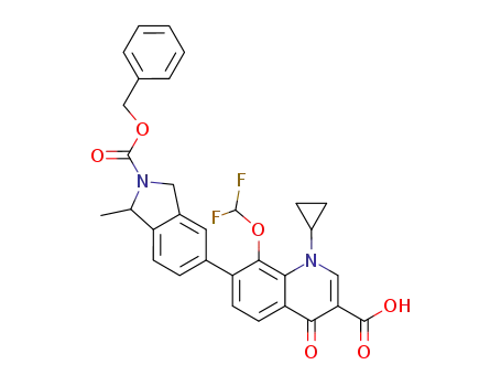 Molecular Structure of 194804-56-3 ((+)-1-Cyclopropyl-8-difluoromethoxy-7-[2-benzyloxycarbonyl-1-methylisoindolin-5-yl]-1,4-dihydro-4-oxoquinoline-3-carboxylic acid)