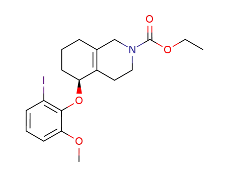 Molecular Structure of 877037-95-1 (5-(2-iodo-6-methoxy-phenoxy)-3,4,5,6,7,8-hexahydro-1H-isoquinoline-2-carboxylic acid ethyl ester)