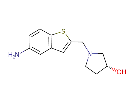 Molecular Structure of 832103-04-5 (3-Pyrrolidinol, 1-[(5-aminobenzo[b]thien-2-yl)methyl]-, (3R)-)