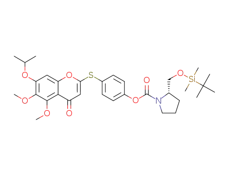 2-(<i>tert</i>-butyl-dimethyl-silanyloxymethyl)-pyrrolidine-1-carboxylic acid 4-(7-isopropoxy-5,6-dimethoxy-4-oxo-4<i>H</i>-chromen-2-ylsulfanyl)-phenyl ester
