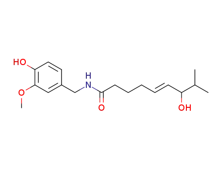 Molecular Structure of 133631-97-7 ((E)-N-(4-hydroxy-3-methoxybenzyl)-7-hydroxy-8-methyl-5-nonenamide)