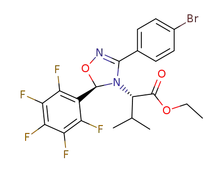 Molecular Structure of 916676-18-1 ((S)-ETHYL 2-((R)-3-(4-BROMOPHENYL)-5-(PERFLUOROPHENYL)-1,2,4-OXADIAZOL-4(5H)-YL)-3-METHYLBUTANOATE)