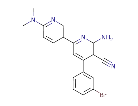 Molecular Structure of 856014-52-3 (2-amino-4-(3-bromophenyl)-6-(2-dimethylamino-5-pyridyl)nicotinonitrile)