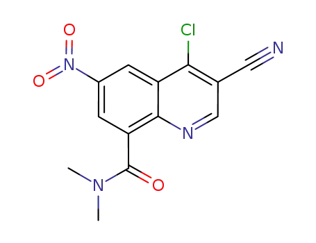 Molecular Structure of 915369-18-5 (4-chloro-3-cyano-N,N-dimethyl-6-nitro-quinoline-8-carboxamide)