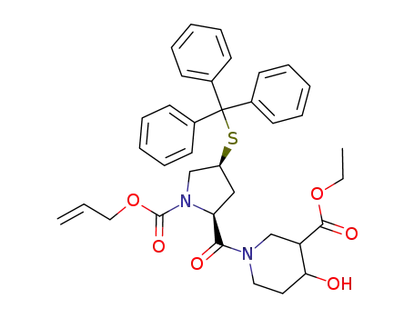 1-((2S,4S)-1-Allyloxycarbonyl-4-tritylsulfanyl-pyrrolidine-2-carbonyl)-4-hydroxy-piperidine-3-carboxylic acid ethyl ester