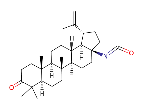 Molecular Structure of 628308-21-4 ((1R,3aS,5aR,5bR,7aR,11aR,11bR,13aR,13bR)-3a-isocyanato-5a,5b,8,8,11a-pentamethyl-1-(prop-1-en-2-yl)octadecahydro-1H-cyclopenta[a]chrysen-9(5bH)-one)