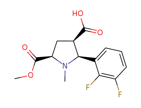 Molecular Structure of 1096442-76-0 (2-(2,3-DIFLUOROPHENYL)-5-(METHOXYCARBONYL)-1-METHYL-3-PYRROLIDINECARBOXYLIC ACID)