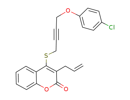 2H-1-Benzopyran-2-one,
4-[[4-(4-chlorophenoxy)-2-butyn-1-yl]thio]-3-(2-propen-1-yl)-