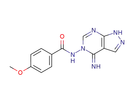 Molecular Structure of 838827-34-2 (Benzamide,
N-(1,4-dihydro-4-imino-5H-pyrazolo[3,4-d]pyrimidin-5-yl)-4-methoxy-)