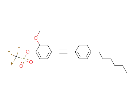 Molecular Structure of 370103-64-3 (trifluoro-methanesulfonic acid 4-(4-hexyl-phenylethynyl)-2-methoxy-phenyl ester)