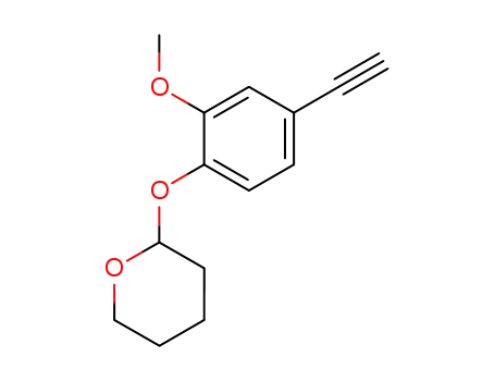 Molecular Structure of 106853-36-5 (2-(4-ethynyl-2-methoxy-phenoxy)-tetrahydro-pyran)