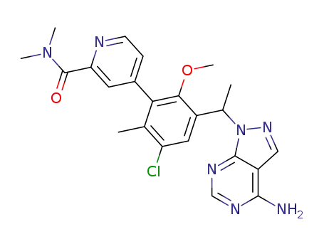 4-{3-[1-(4-amino-1H-pyrazolo[3,4-d]pyrimidin-1-yl)ethyl]-5-chloro-2-methoxy-6-methylphenyl}-N,N-dimethylpyridine-2-carboxamide