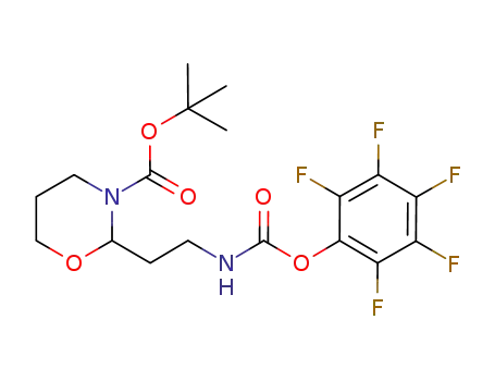 Molecular Structure of 918957-06-9 (3-Boc-2-(1-pentafluorophenyloxycarbonylamino-propyl)-[1,3]oxazinane)