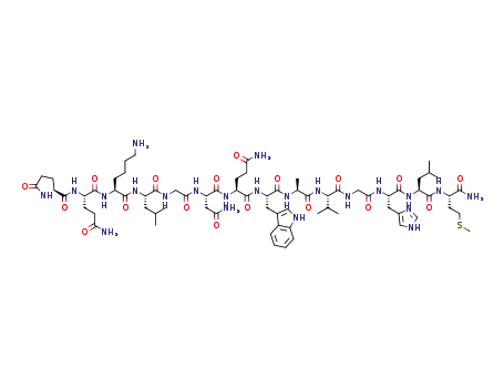 Molecular Structure of 66839-66-5 (PYR-GLN-LYS-LEU-GLY-ASN-GLN-TRP-ALA-VAL-GLY-HIS-LEU-MET-NH2)
