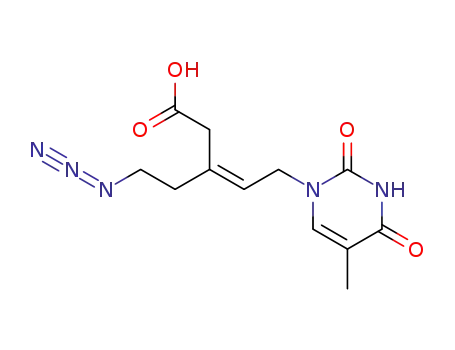 Molecular Structure of 192370-29-9 (3-Pentenoic acid,
3-(2-azidoethyl)-5-(3,4-dihydro-5-methyl-2,4-dioxo-1(2H)-pyrimidinyl)-,
(Z)-)