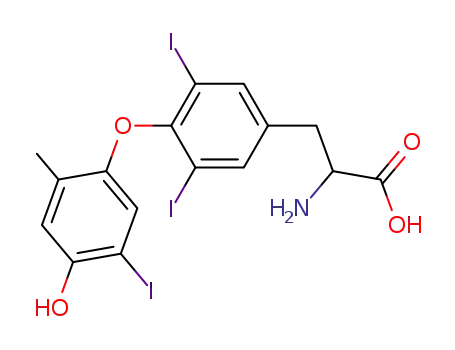 Molecular Structure of 4080-15-3 (Tyrosine, O-(4-hydroxy-5-iodo-2-methylphenyl)-3,5-diiodo-)