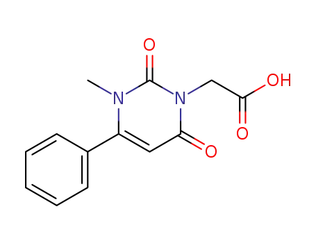 Molecular Structure of 856153-30-5 ((3-methyl-2,6-dioxo-4-phenyl-3,6-dihydro-2<i>H</i>-pyrimidin-1-yl)-acetic acid)