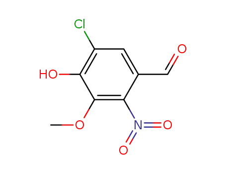 Molecular Structure of 63055-06-1 (5-chloro-4-hydroxy-3-methoxy-2-nitrobenzaldehyde)