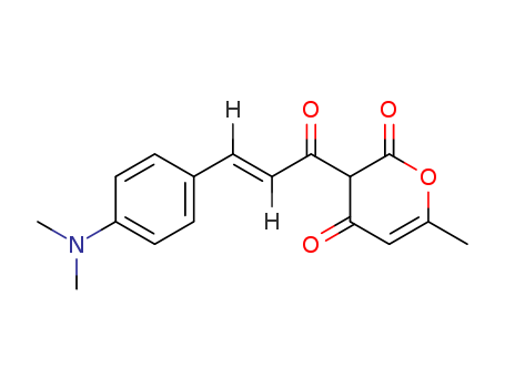 Molecular Structure of 147412-36-0 (2H-Pyran-2,4(3H)-dione,
3-[3-[4-(dimethylamino)phenyl]-1-oxo-2-propenyl]-6-methyl-)