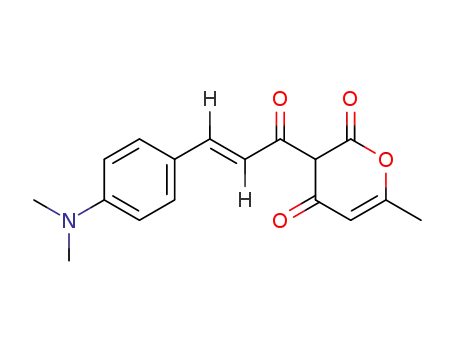 Molecular Structure of 147412-36-0 (2H-Pyran-2,4(3H)-dione,
3-[3-[4-(dimethylamino)phenyl]-1-oxo-2-propenyl]-6-methyl-)