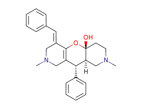 (+/-)-6-((<i>E</i>)-benzylidene)-2,8-dimethyl-10<i>t</i>-phenyl-(10a<i>t</i>)-1,2,3,4,6,7,8,9,10,10a-decahydro-pyrano[3,2-<i>c</i>;5,6-<i>c'</i>]dipyridin-4a<i>r</i>-ol
