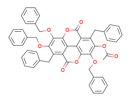 Molecular Structure of 103568-13-4 (2-acetoxy-1,6-dibenzyl-3,7,8-tris-benzyloxy-chromeno[5,4,3-<i>cde</i>]chromene-5,10-dione)