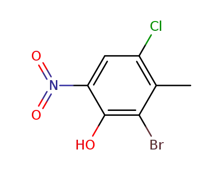 Molecular Structure of 55229-54-4 (2-bromo-4-chloro-3-methyl-6-nitro-phenol)