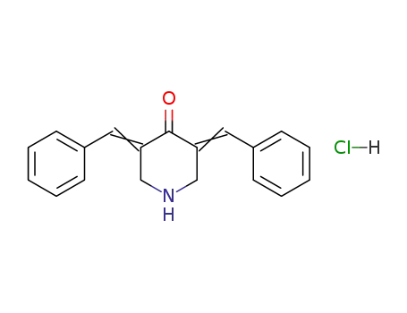 Molecular Structure of 54237-35-3 (4-Piperidinone, 3,5-bis(phenylmethylene)-, hydrochloride)