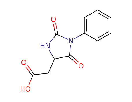 Molecular Structure of 62848-47-9 ((2,5-DIOXO-1-PHENYL-IMIDAZOLIDIN-4-YL)-ACETIC ACID)