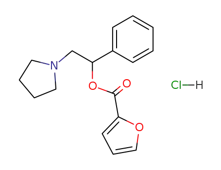 Molecular Structure of 101585-00-6 (1-phenyl-2-pyrrolidin-1-ylethyl furan-2-carboxylate hydrochloride)