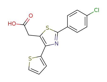 Molecular Structure of 23821-73-0 ([2-(4-chloro-phenyl)-4-thiophen-2-yl-thiazol-5-yl]-acetic acid)