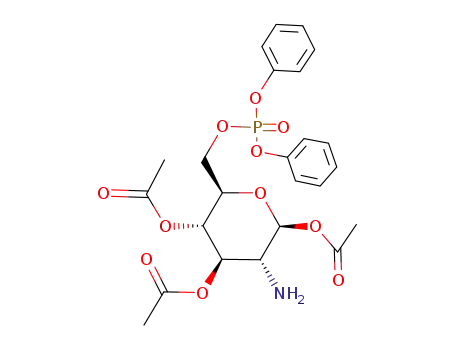 Molecular Structure of 71525-74-1 (<i>O</i><sup>1</sup>,<i>O</i><sup>3</sup>,<i>O</i><sup>4</sup>-triacetyl-2-amino-<i>O</i><sup>6</sup>-diphenoxyphosphoryl-2-deoxy-β-D-glucopyranose)