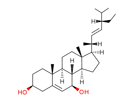 Molecular Structure of 64998-20-5 ((3beta,7beta,22E,24S)-stigmasta-5,22-diene-3,7-diol)