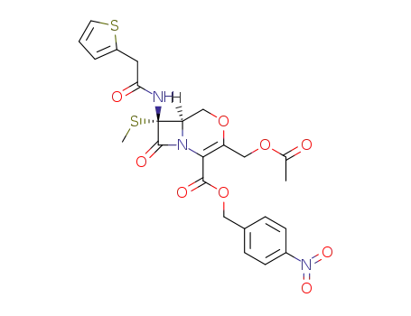 3-acetoxymethyl-7<i>c</i>-methylsulfanyl-8-oxo-7<i>t</i>-(2-thiophen-2-yl-acetylamino)-(6<i>r</i><i>H</i>)-4-oxa-1-aza-bicyclo[4.2.0]oct-2-ene-2-carboxylic acid 4-nitro-benzyl ester