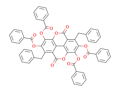 2,3,7,8-tetrakis-benzoyloxy-1,6-dibenzyl-chromeno[5,4,3-<i>cde</i>]chromene-5,10-dione