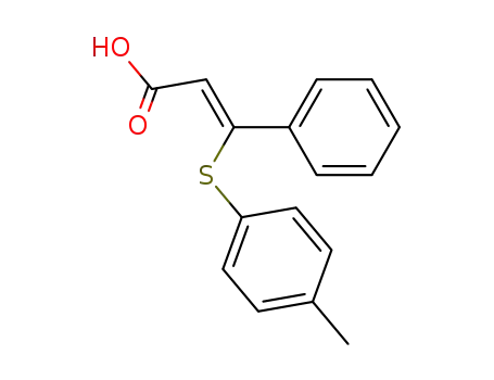 Molecular Structure of 34874-99-2 ((2E)-3-[(4-methylphenyl)sulfanyl]-3-phenylprop-2-enoic acid)