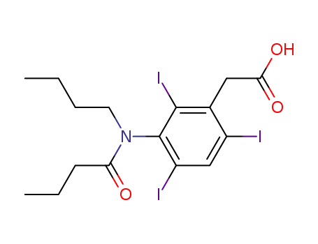 Acetic acid, (3-(N-butylbutyramido)-2,4,6-triiodophenyl)-
