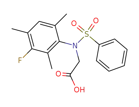 Molecular Structure of 853-31-6 (N-(3-fluoro-2,4,6-trimethylphenyl)-N-(phenylsulfonyl)glycine)