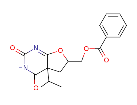 Molecular Structure of 25568-67-6 (6-benzoyloxymethyl-4a-isopropyl-5,6-dihydro-4a<i>H</i>-furo[2,3-<i>d</i>]pyrimidine-2,4-dione)