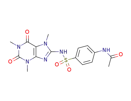 Molecular Structure of 155581-81-0 (4-acetylamino-<i>N</i>-(1,3,7-trimethyl-2,6-dioxo-2,3,6,7-tetrahydro-1<i>H</i>-purin-8-yl)-benzenesulfonamide)