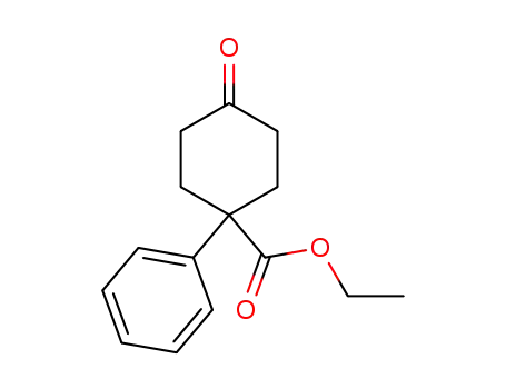 Molecular Structure of 108299-25-8 (Cyclohexanecarboxylic acid, 4-oxo-1-phenyl-, ethyl ester)