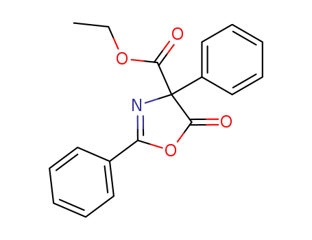 Molecular Structure of 153397-37-6 (4-Oxazolecarboxylic  acid,  4,5-dihydro-5-oxo-2,4-diphenyl-,  ethyl  ester)