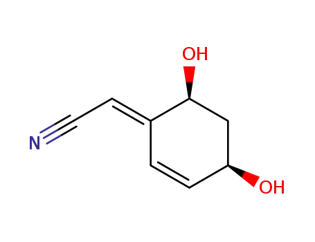 Molecular Structure of 127350-68-9 ((1E)-1-Cyanomethylene-2-cyclohexene-4α,6α-diol)