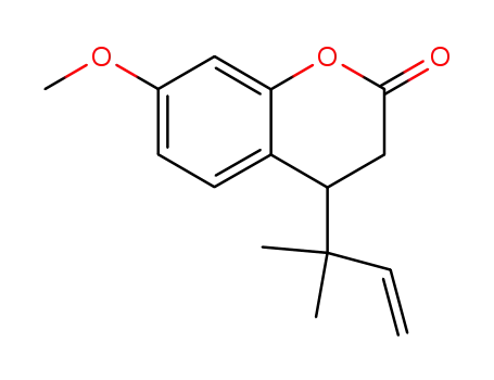 Molecular Structure of 155689-02-4 (4-(1,1-Dimethyl-allyl)-7-methoxy-chroman-2-one)