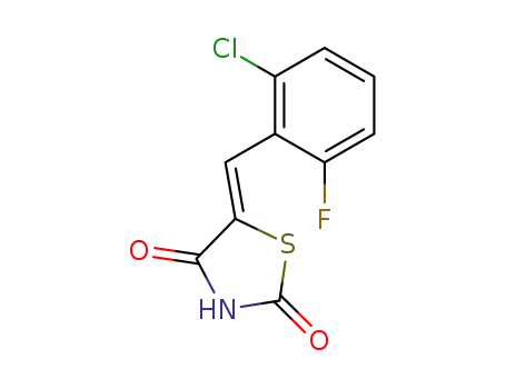 Molecular Structure of 139336-24-6 (2,4-Thiazolidinedione, 5-[(2-chloro-6-fluorophenyl)methylene]-, (Z)-)