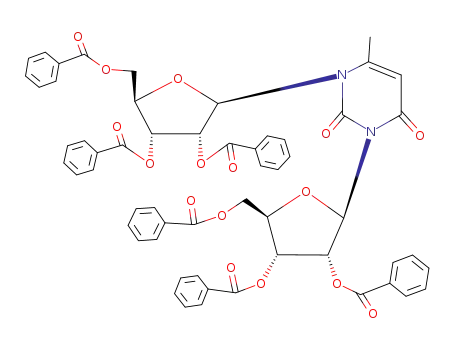 Molecular Structure of 25691-87-6 (6-methyl-1,3-bis(2,3,5-tri-O-benzoyl-β-D-ribofuranosyl)-2,4-(1H,3H)-pyrimidinedione)