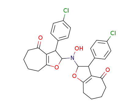 Molecular Structure of 92774-59-9 (4H-Cyclohepta[b]furan-4-one,
2,2'-(hydroxyimino)bis[3-(4-chlorophenyl)-2,3,5,6,7,8-hexahydro-)