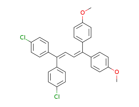 Molecular Structure of 75057-04-4 (Benzene,
1,1'-[4,4-bis(4-chlorophenyl)-1,3-butadienylidene]bis[4-methoxy-)